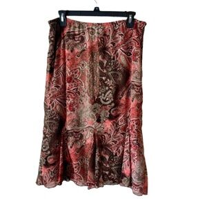Elementz Paisley Midi Skirt - Pink and Brown